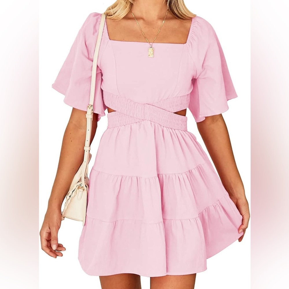 pink cut out mini dress